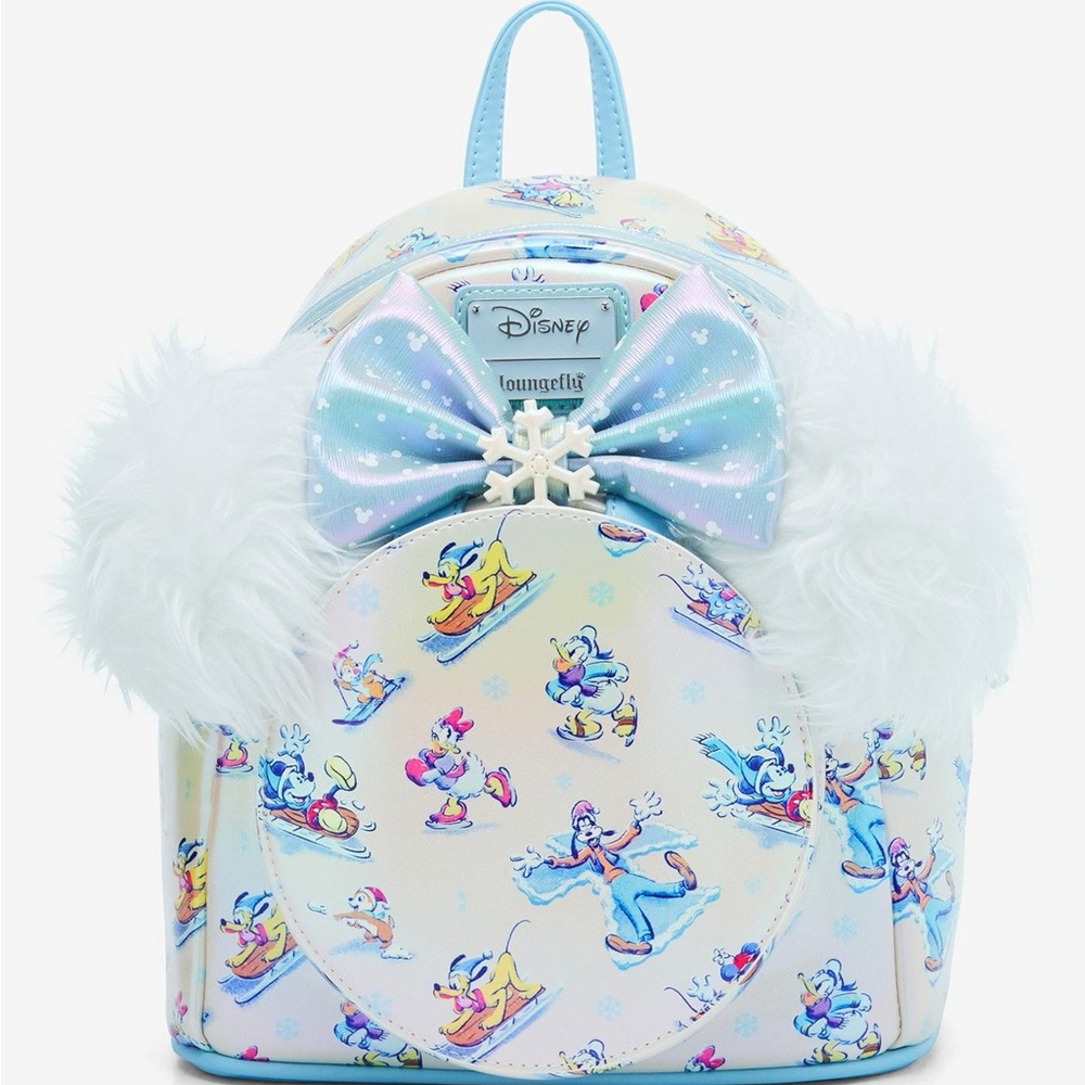 New Loungefly Disney Mickey Mouse & Friends Snow Scenes MBP With Ears Headband